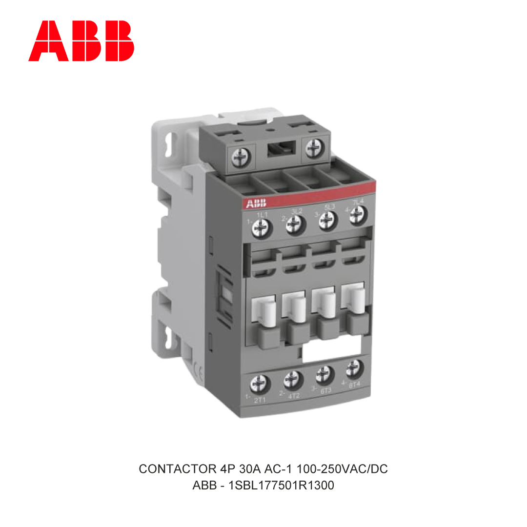 CONTACTOR 4P 30A AC-1 100-250V AC/DC
