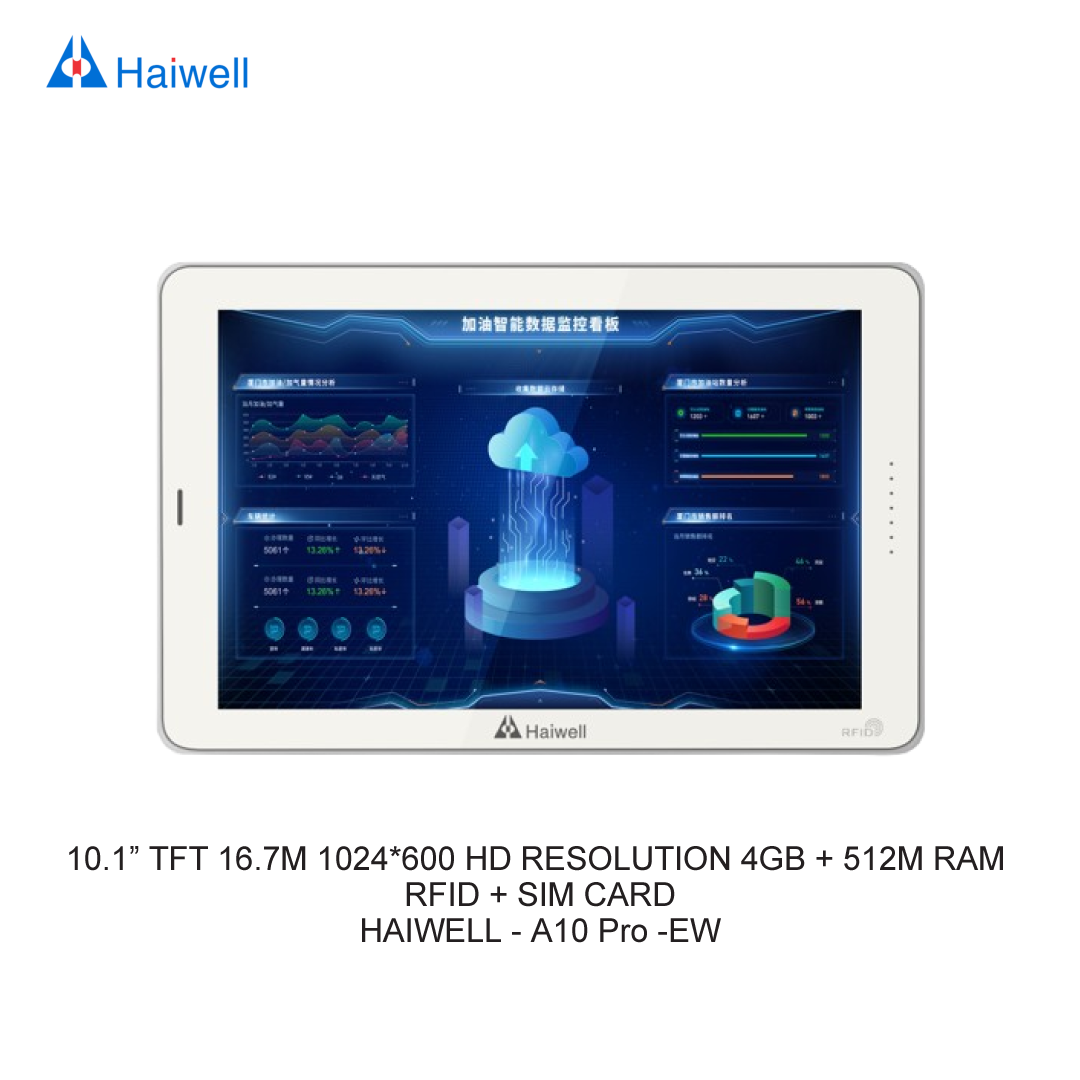 10.1” TFT 16.7M 1024*600 HD RESOLUTION 4GB + 512M RAM RFID + SIM CARD