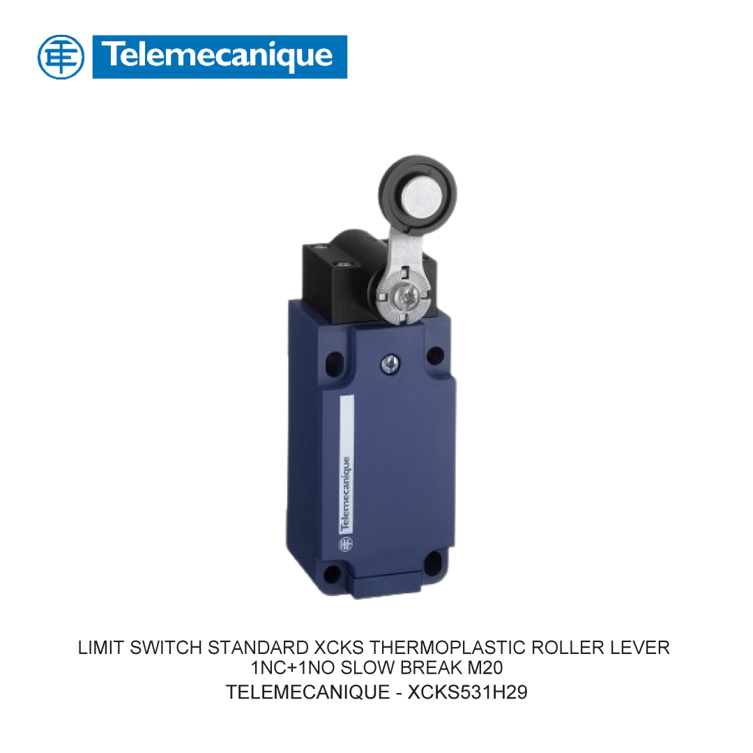 LIMIT SWITCH STANDARD XCKS THERMOPLASTIC ROLLER LEVER 1NC+1NO SLOW BREAK M20