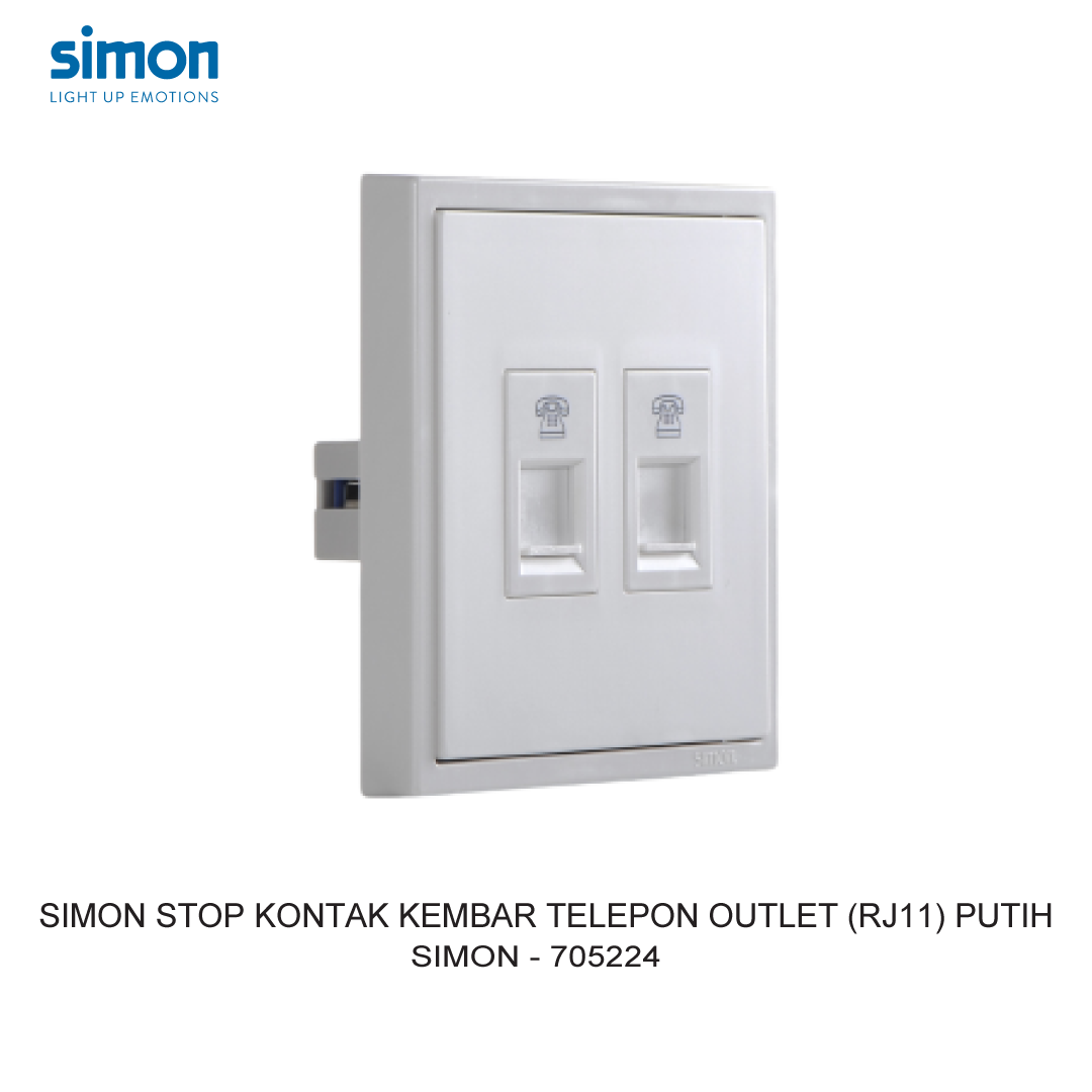 SIMON i7 STOP KONTAK KEMBAR TELEPON OUTLET (RJ11) PUTIH