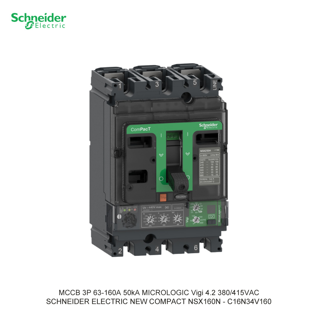 MCCB 3P 63-160A 50KA MICROLOGIC VIGI 4.2 380/415VAC