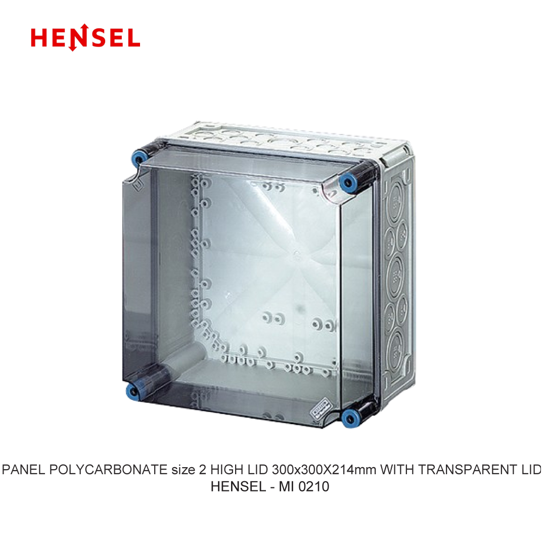 PANEL POLYCARBONATE size 2 HIGH LID 300x300X214mm WITH TRANSPARENT LID