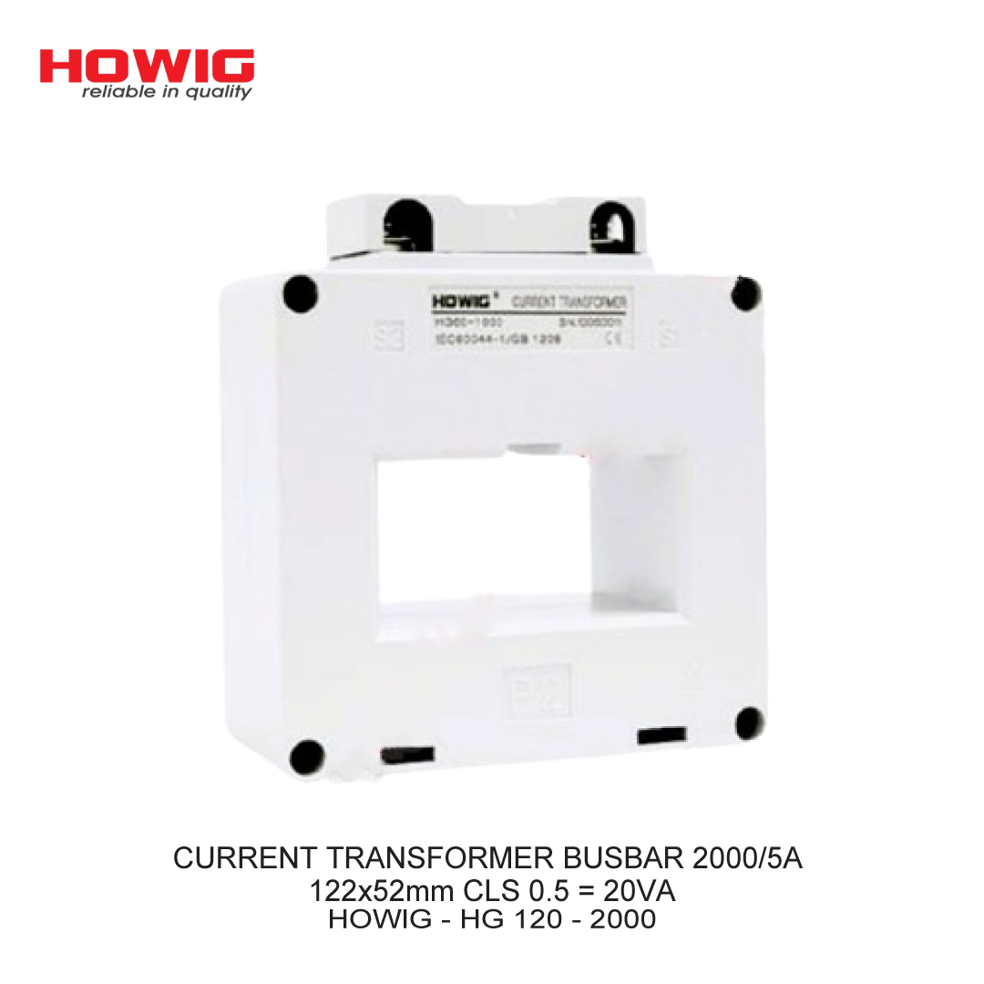 CURRENT TRANSFORMER BUSBAR 2000/5A 122x52mm CLS 0.5 = 20VA