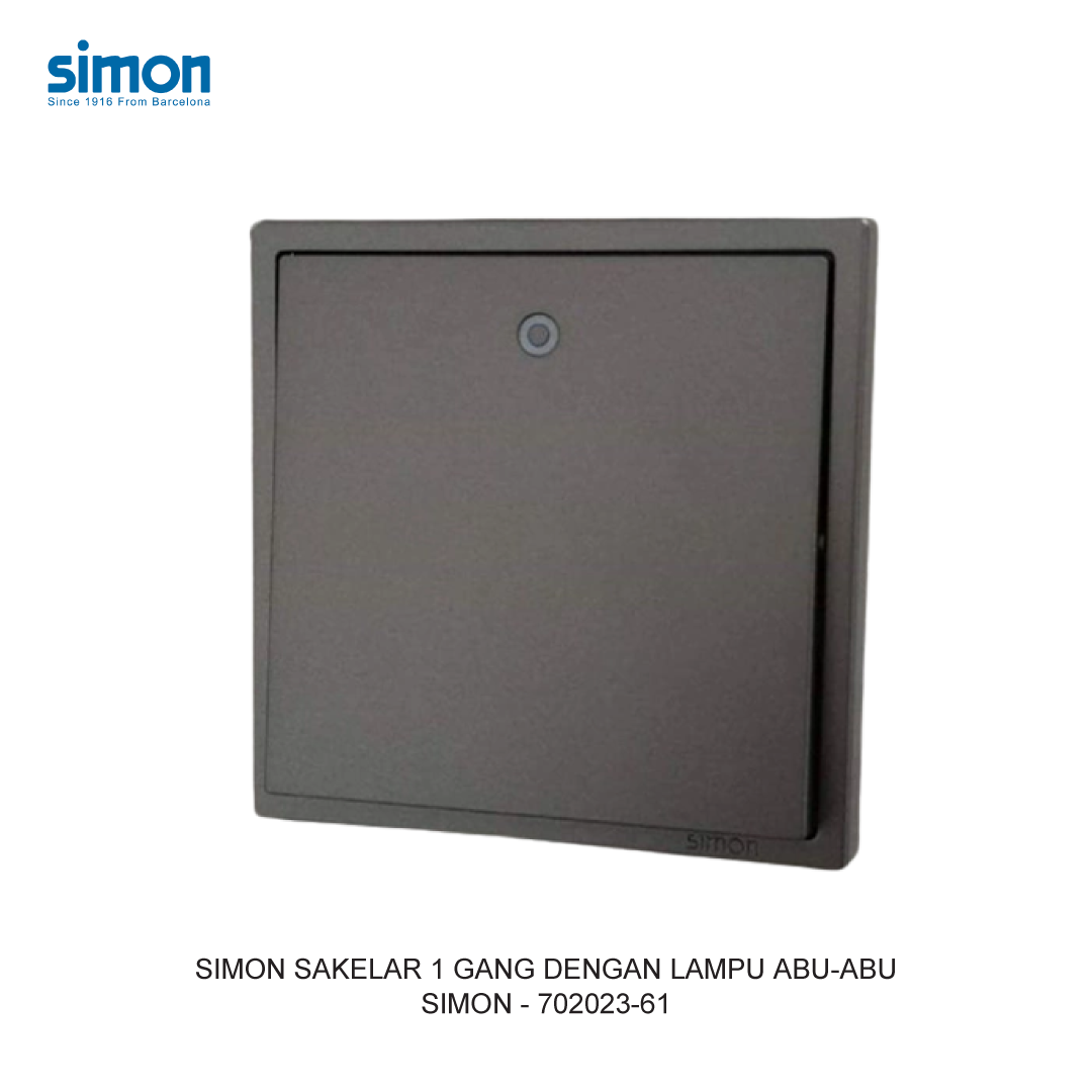 SIMON i7 SAKELAR 1 GANG DENGAN LAMPU ABU-ABU
