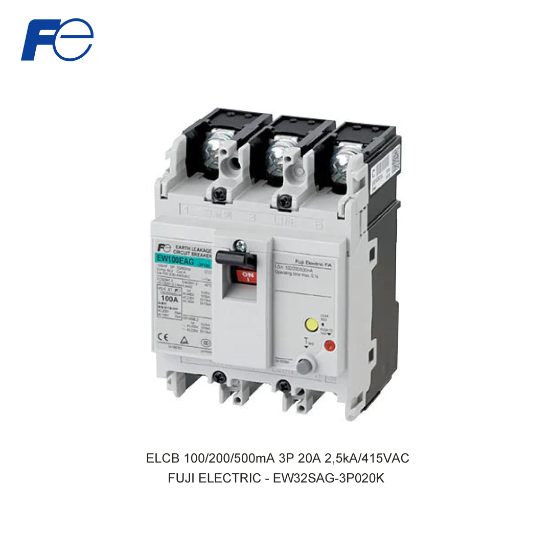 ELCB 100/200/500mA 3P 20A 2,5kA/415VAC
