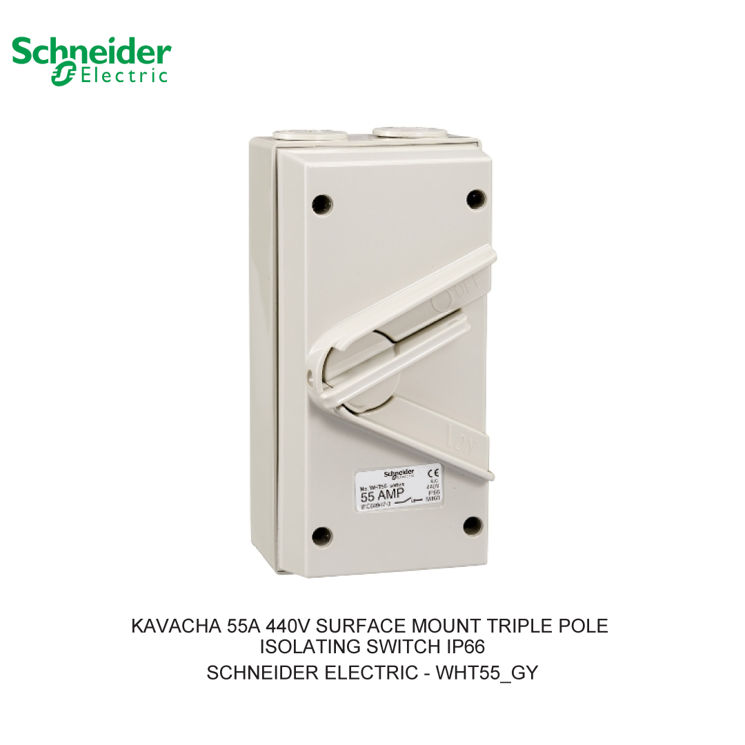KAVACHA 55A 440V SURFACE MOUNT TRIPLE POLE ISOLATING SWITCH IP66