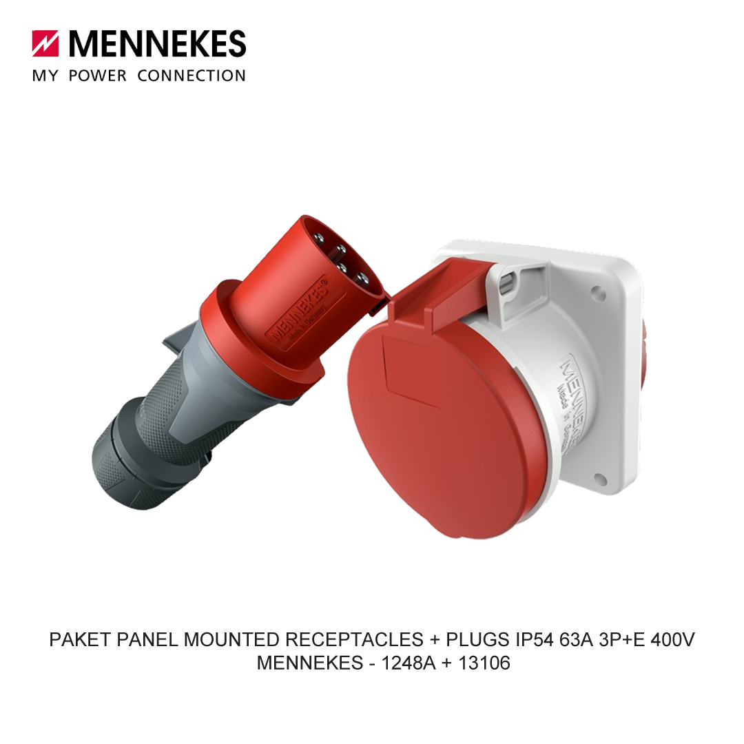 PAKET PANEL MOUNTED RECEPTACLES + PLUGS IP54 63A 3P+E 400V