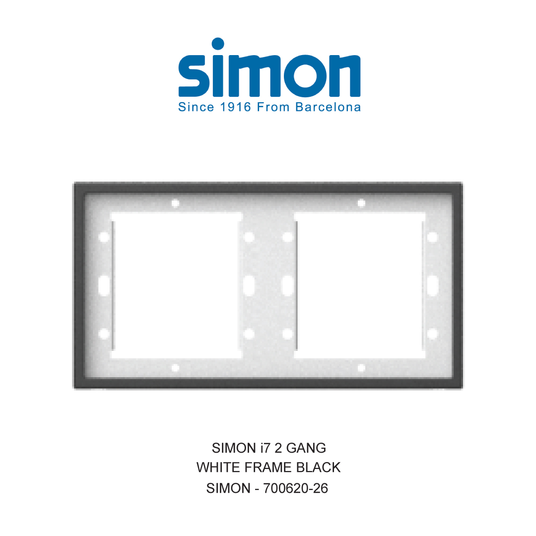 SIMON i7 2 GANG WHITE FRAME BLACK