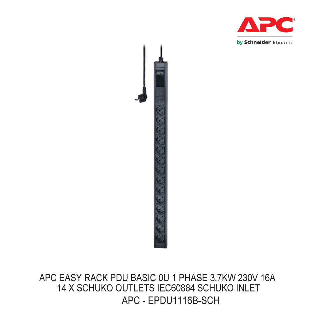 APC EASY RACK PDU BASIC 0U 1 PHASE 3.7KW 230V 16A 14 X SCHUKO OUTLETS IEC60884 SCHUKO INLET