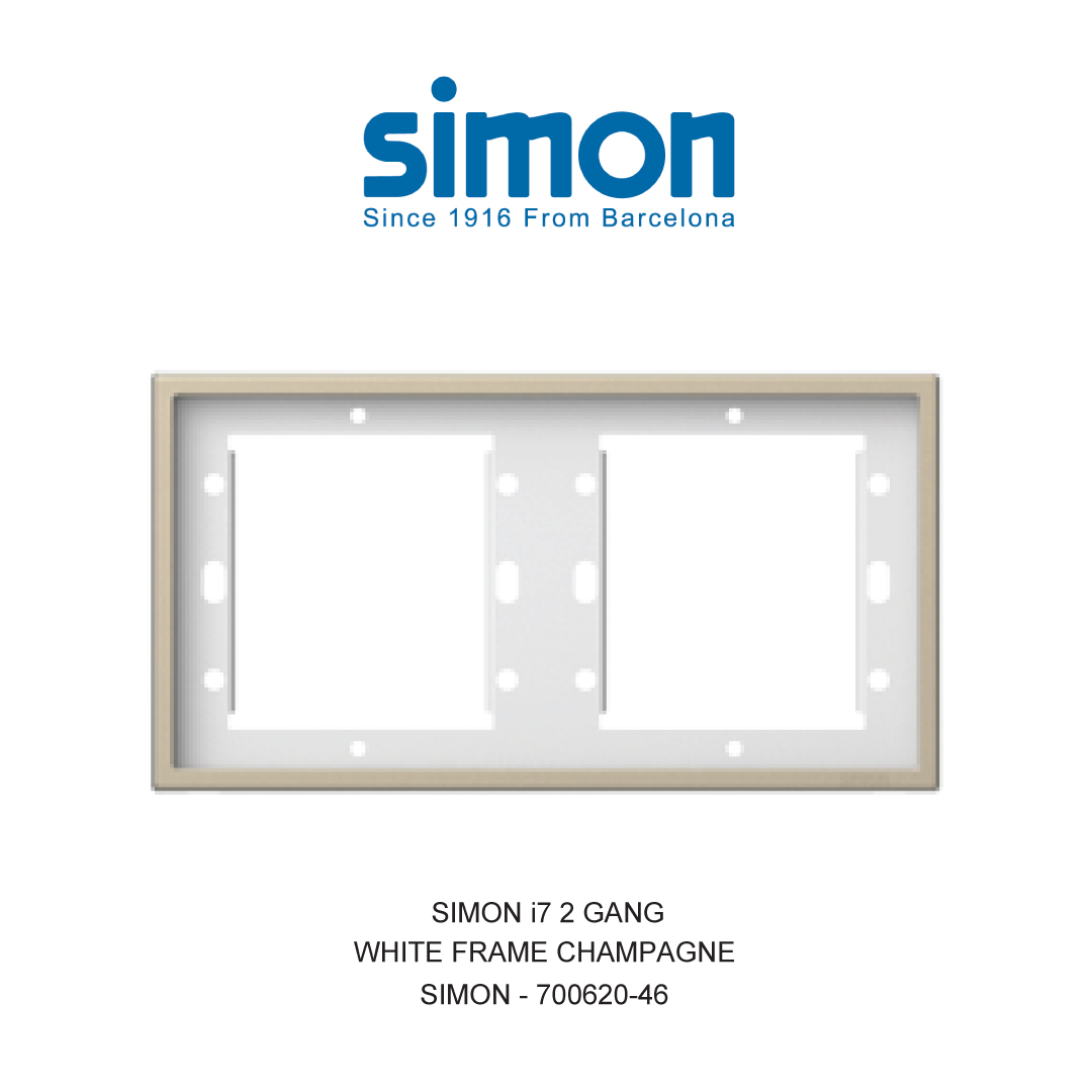 SIMON i7 2 GANG WHITE FRAME CHAMPAGNE