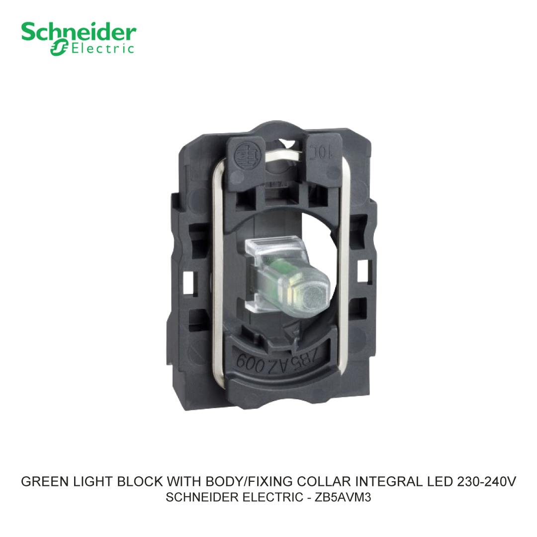 GREEN LIGHT BLOCK WITH BODY/FIXING COLLAR INTEGRAL LED 230-240V