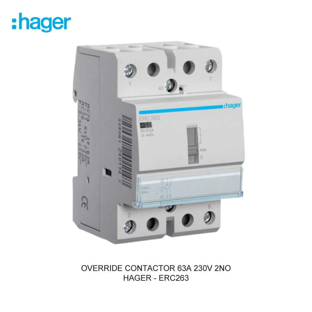 OVERRIDE CONTACTOR 63A 230V 2NO