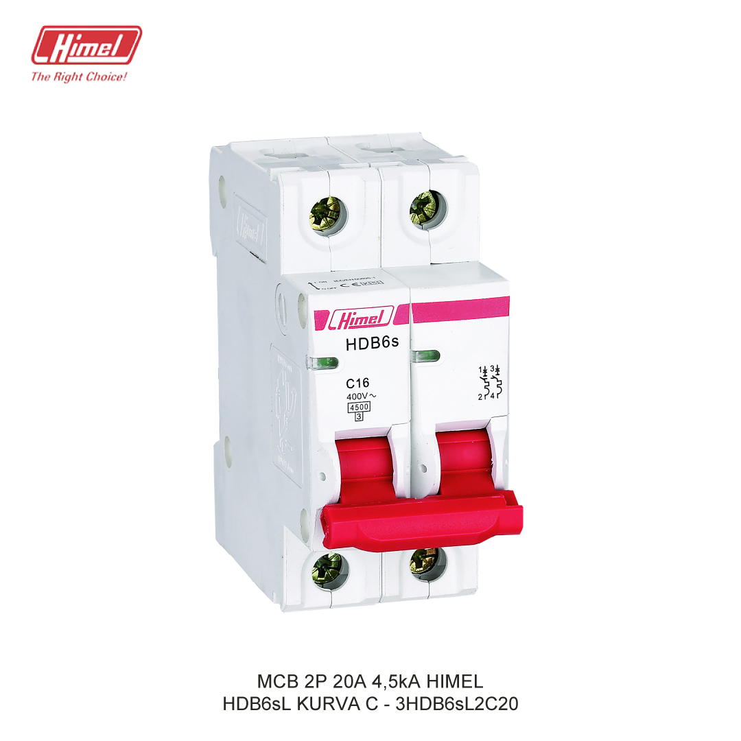 MCB HIMEL HDB6sL C 2P 20A 4,5kA