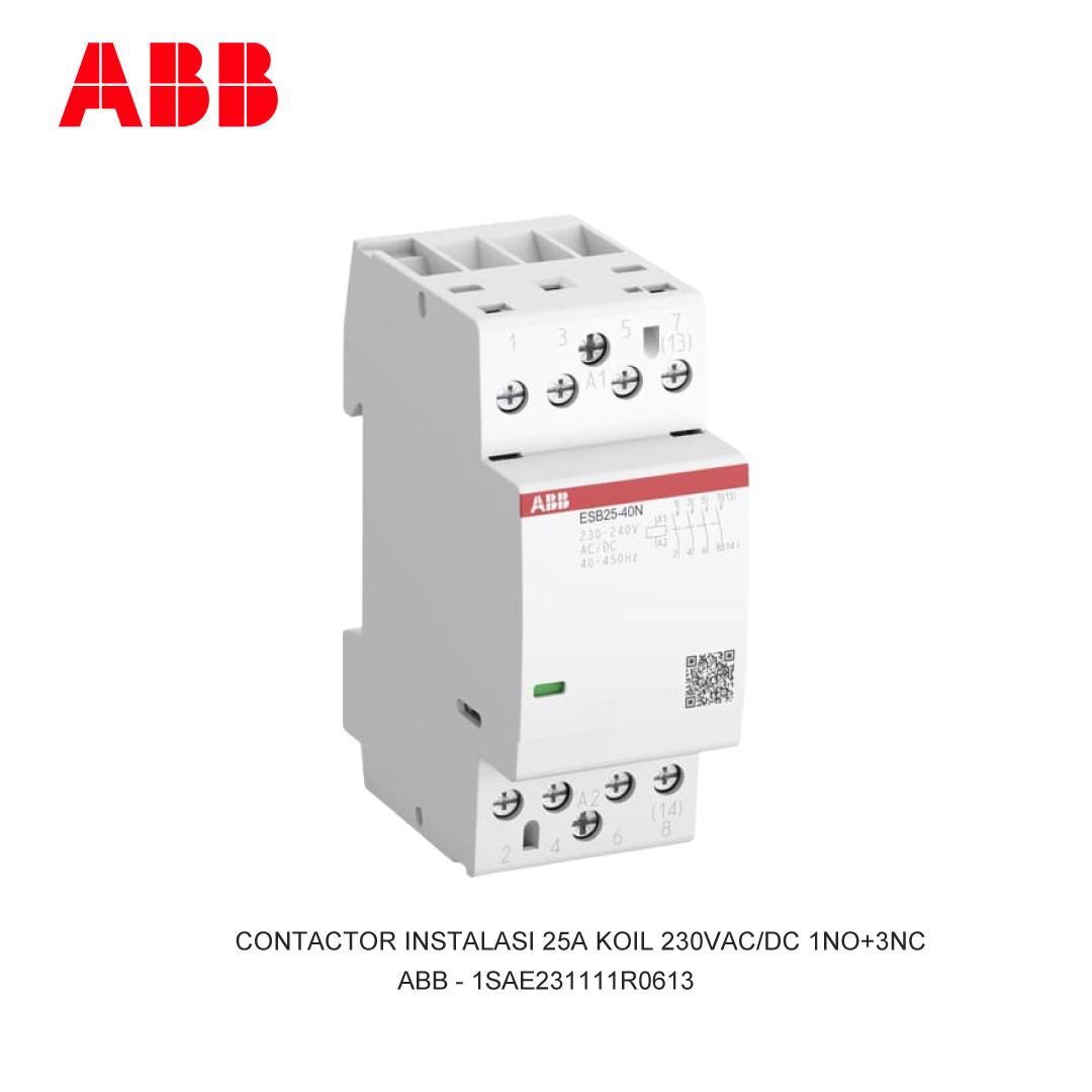 CONTACTOR INSTALASI 25A KOIL 230V AC/DC 1NO+3NC