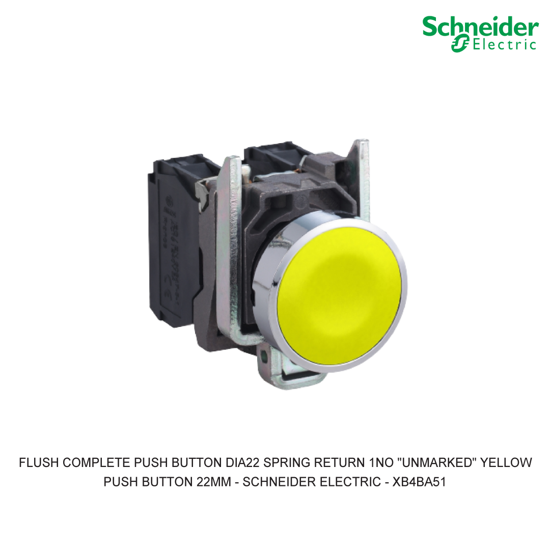 FLUSH COMPLETE PUSH BUTTON DIA22 SPRING RETURN 1NO "UNMARKED" YELLOW