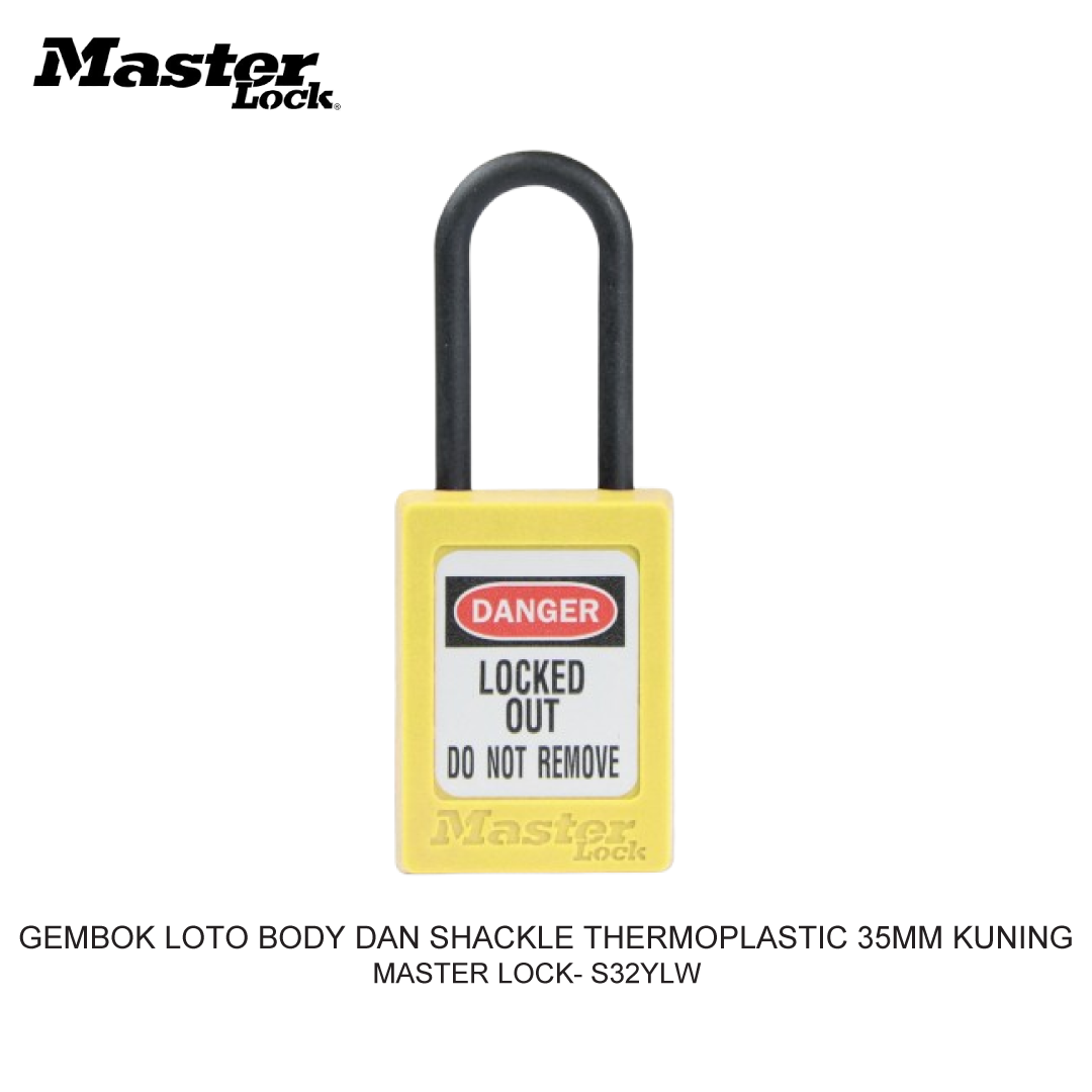 GEMBOK LOTO BODY DAN SHACKLE THERMOPLASTIC 35MM KUNING