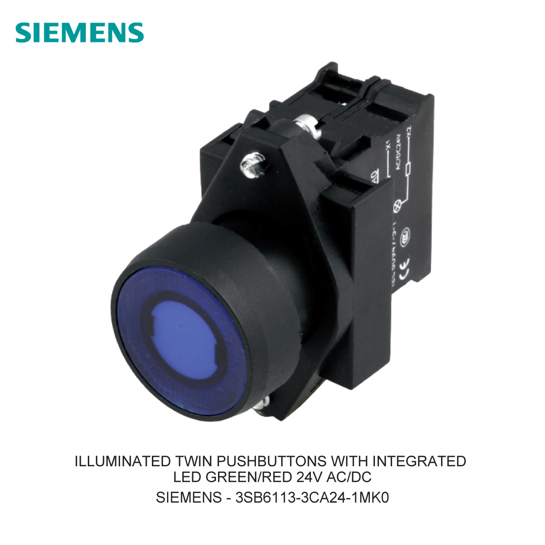 ILLUMINATED TWIN PUSHBUTTONS WITH INTEGRATED LED GREEN/RED 24V AC/DC