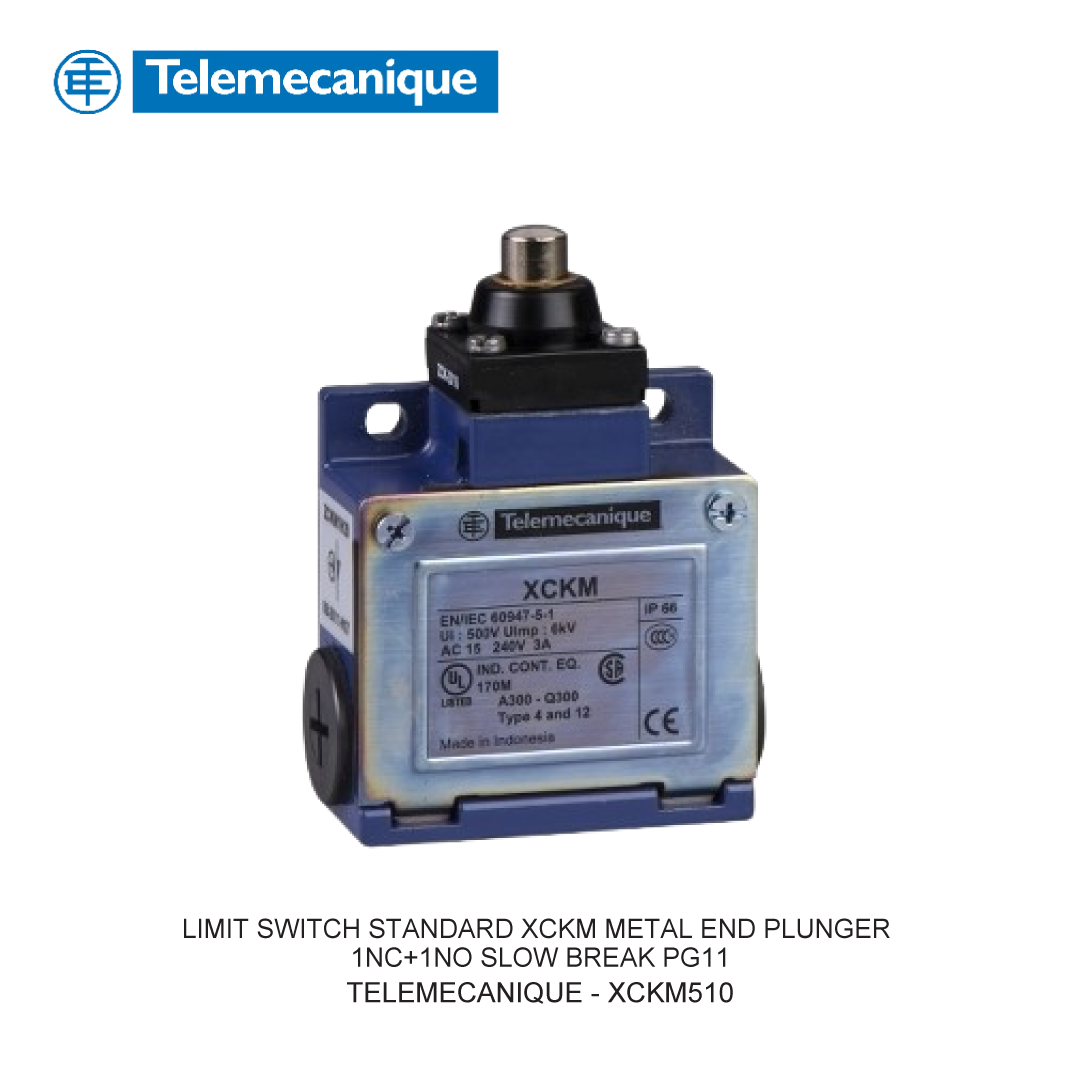 LIMIT SWITCH STANDARD XCKM METAL END PLUNGER 1NC+1NO SLOW BREAK PG11