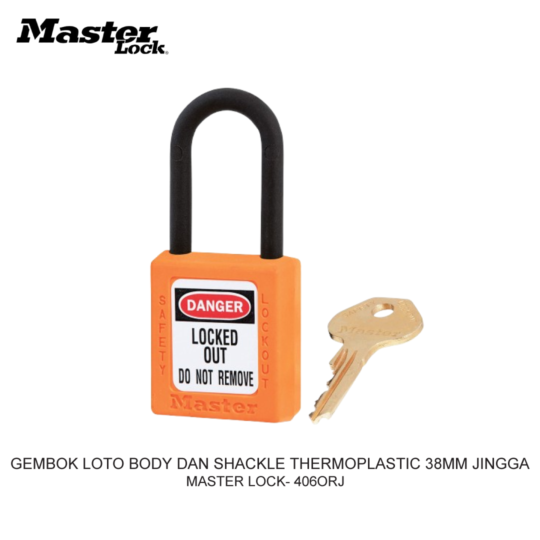 GEMBOK LOTO BODY DAN SHACKLE THERMOPLASTIC 38MM JINGGA