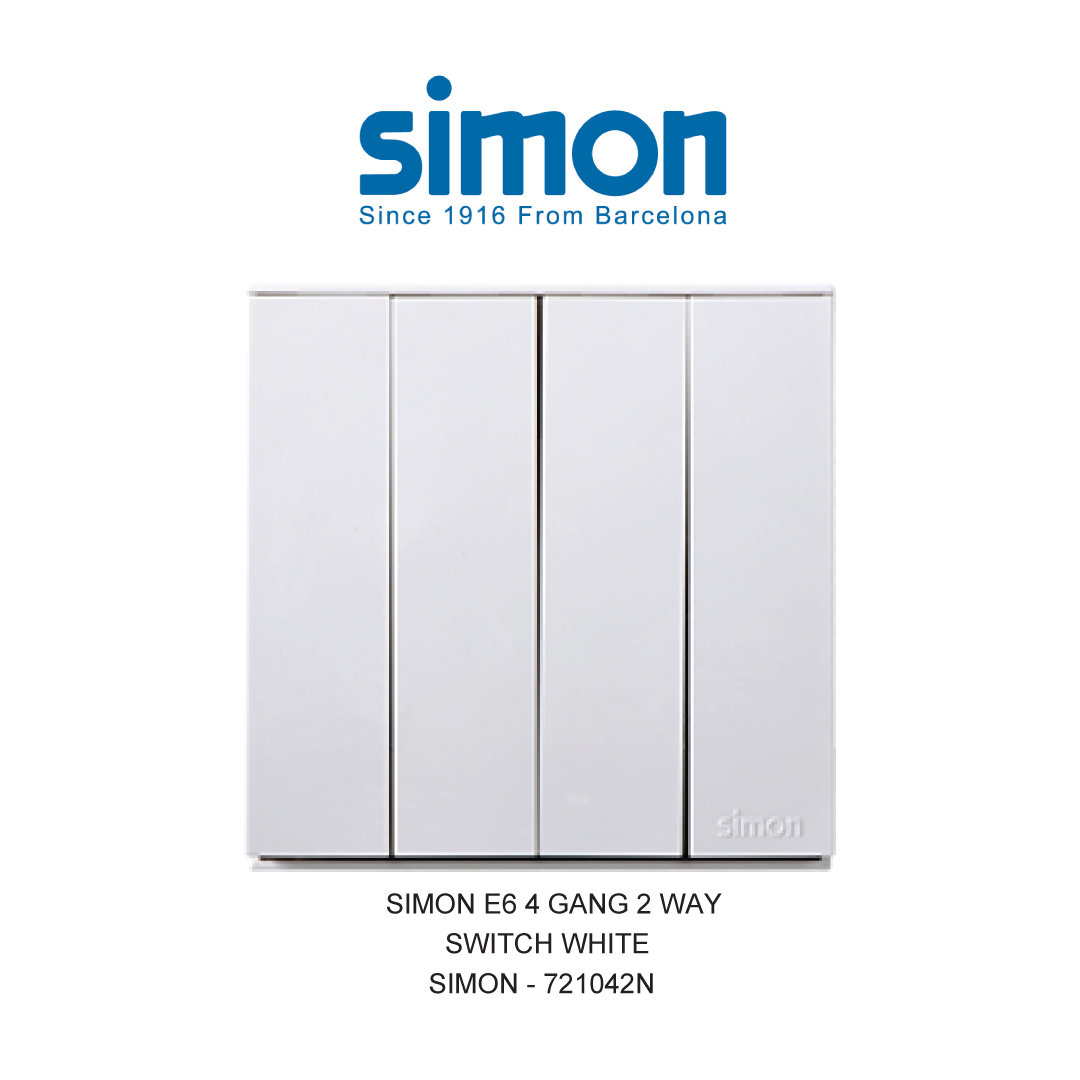 SIMON E6 4 GANG 2 WAY SWITCH WHITE
