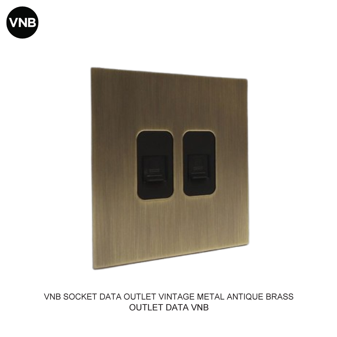 VNB STOP KONTAK DATA OUTLET VINTAGE METAL ANTIQUE BRASS