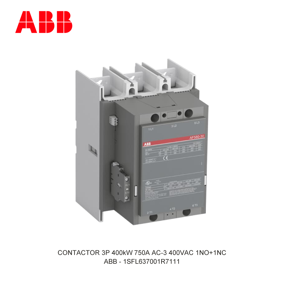 CONTACTOR 3P 400kW 750A AC-3 250-500V AC/DC 400V COIL 1NO+1NC