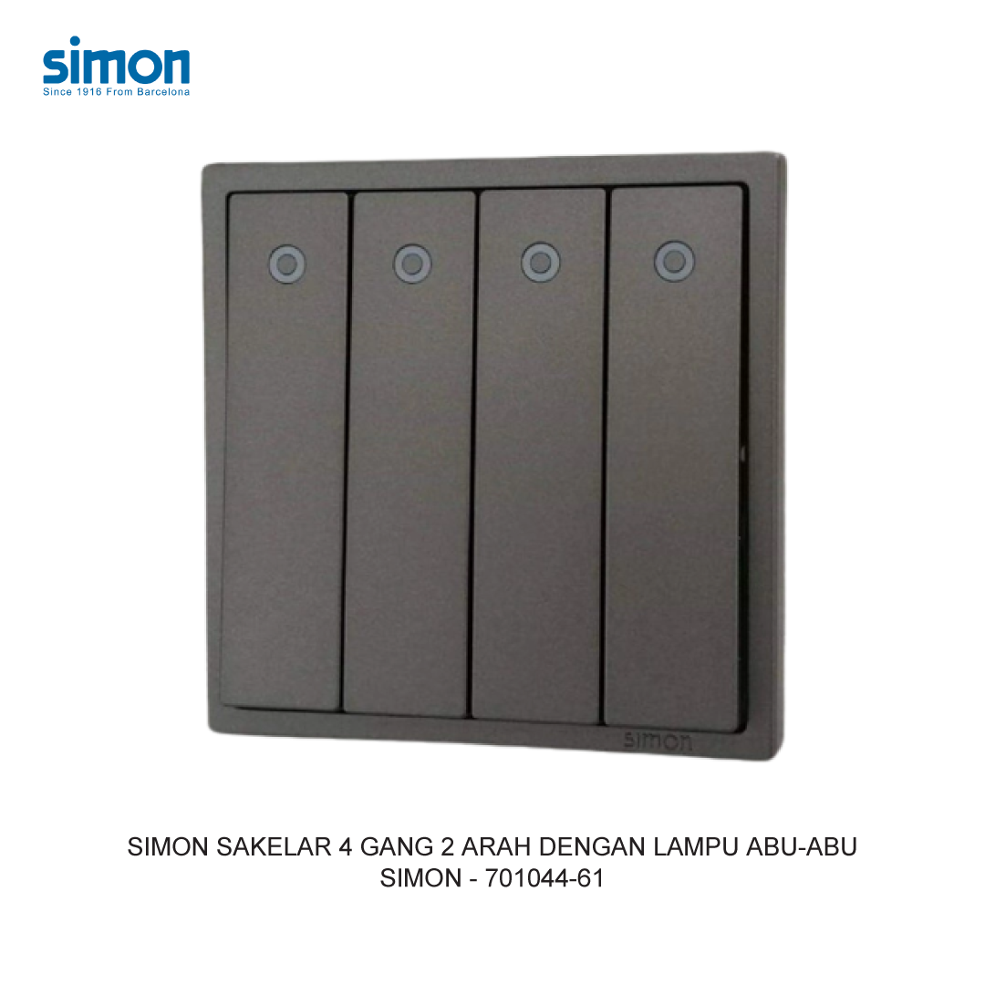 SIMON i7 SAKELAR 4 GANG 2 ARAH DENGAN LAMPU ABU-ABU