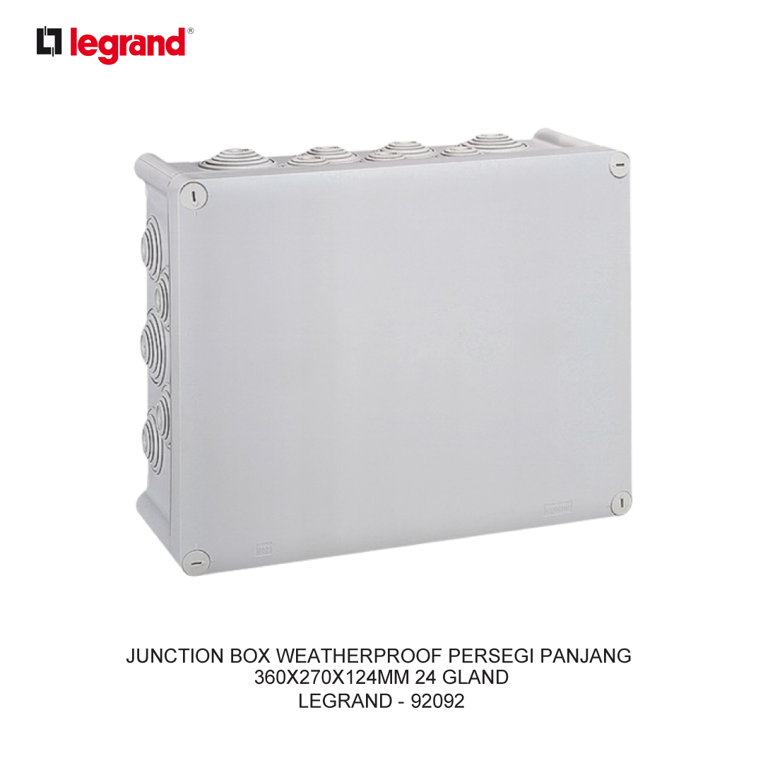 JUNCTION BOX WEATHERPROOF PERSEGI PANJANG 360X270X124MM 24 GLAND