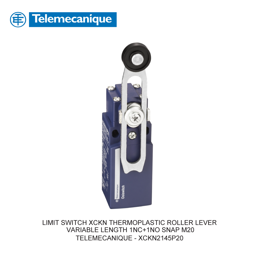 LIMIT SWITCH STANDARD XCKN THERMOPLASTIC PLASTIC ROLLER LEVER VAR LENGTH 1NC+1NO SNAP M20