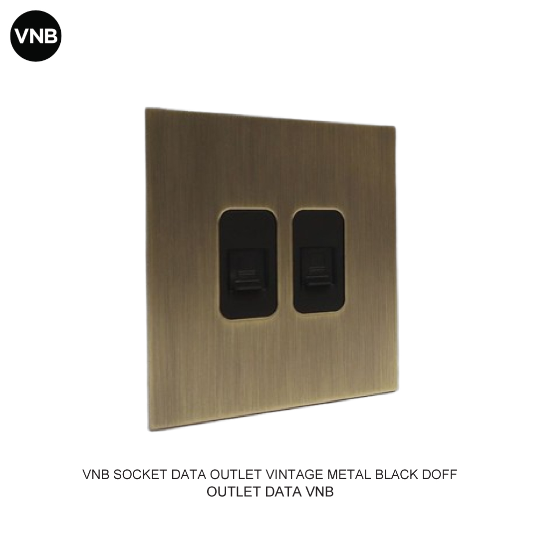 VNB STOP KONTAK DATA OUTLET VINTAGE METAL BLACK DOFF