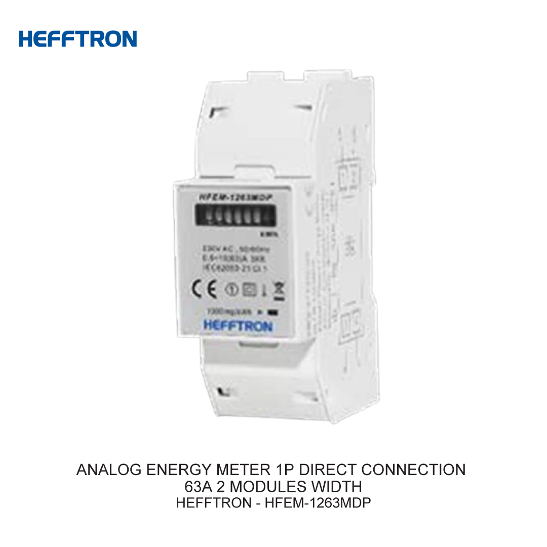 ANALOG ENERGY METER 1P DIRECT CONNECTION 63A 2 MODULES WIDTH