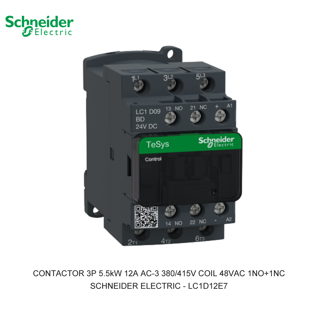 CONTACTOR 3P 5.5kW 12A AC-3 380/415V COIL 48VAC 1NO+1NC