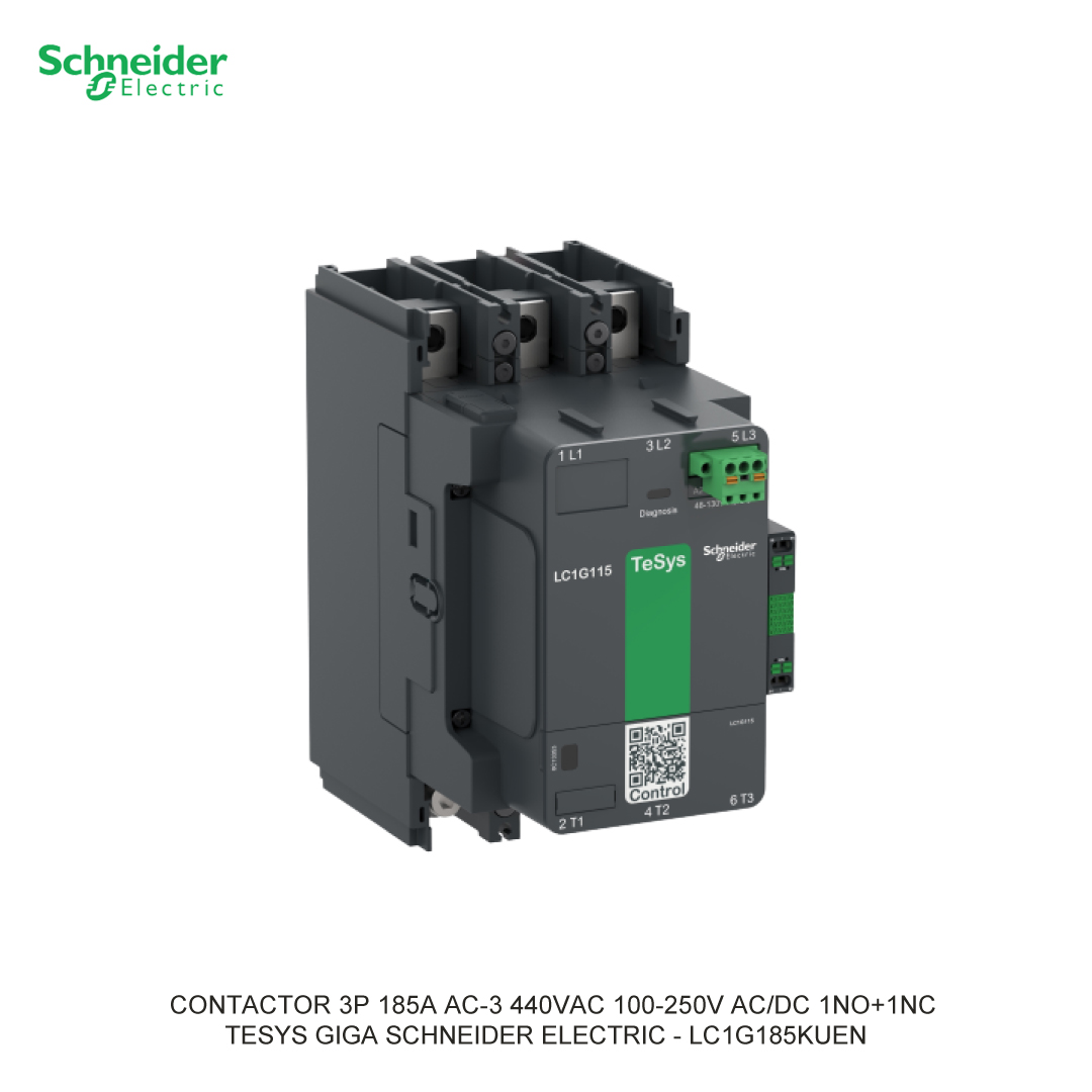 CONTACTOR 3P 185A AC-3 440VAC 100-250V AC/DC 1NO+1NC