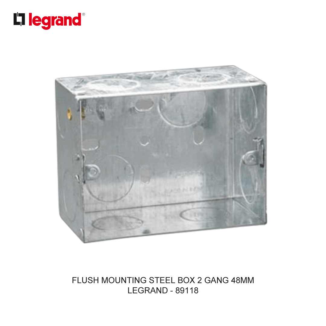 FLUSH MOUNTING STEEL BOX 2 GANG 48MM