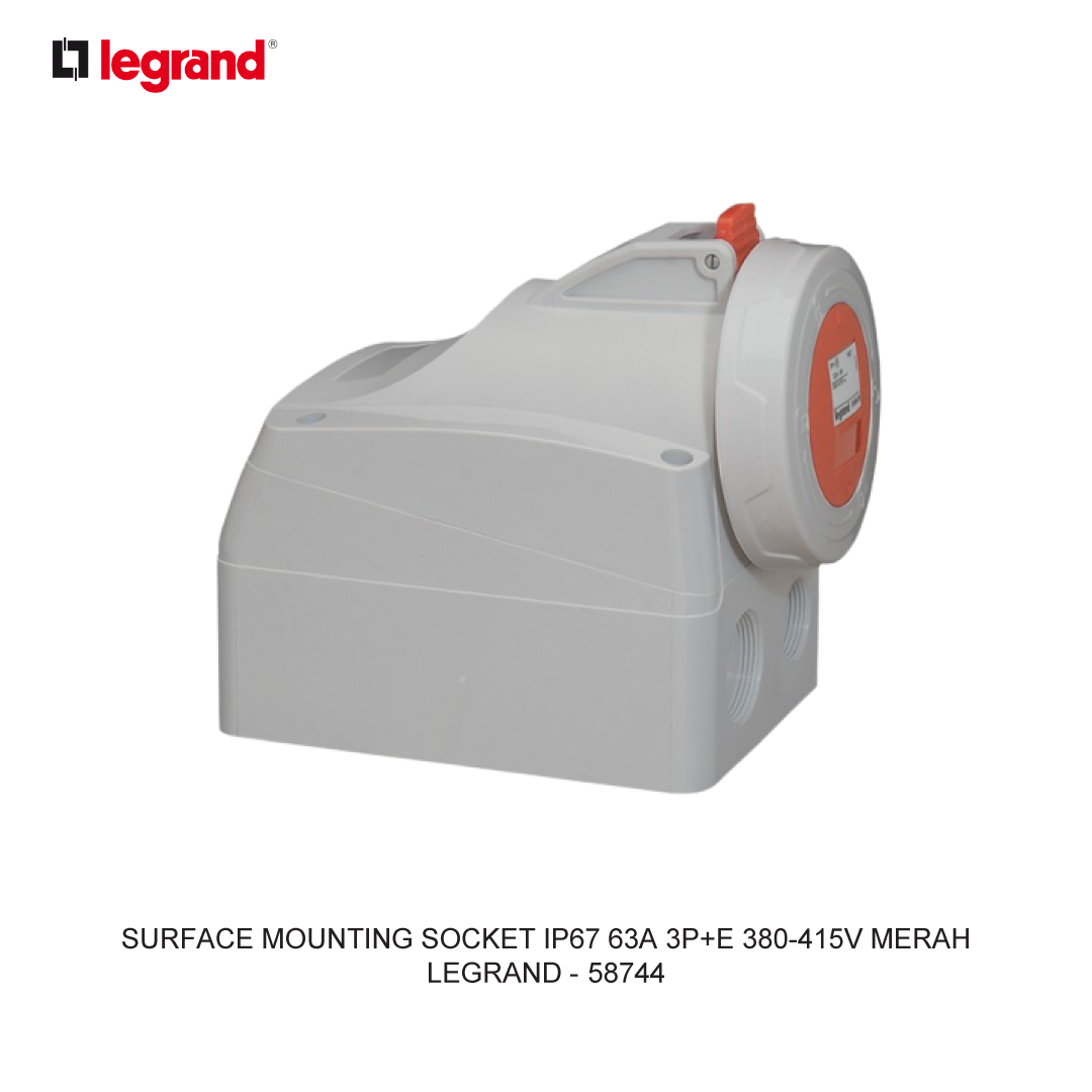 SURFACE MOUNTING SOCKET IP67 63A 3P+E 380-415V MERAH