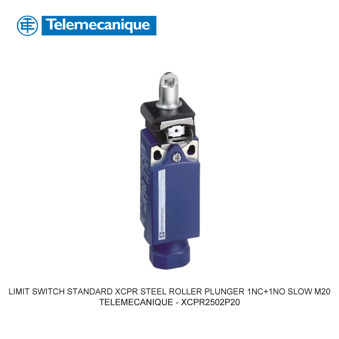 LIMIT SWITCH STANDARD XCPR STEEL ROLLER PLUNGER 1NC+1NO SLOW M20