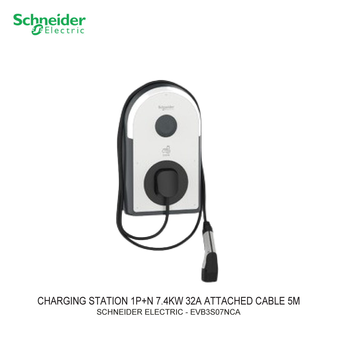 EV CHARGING EVLINK PRO AC/AC METAL 7.4KW 32A 1P+N T2 ATTACHED CABLE RDC-DD 6MA RCD ASI 30MA MNX AUX