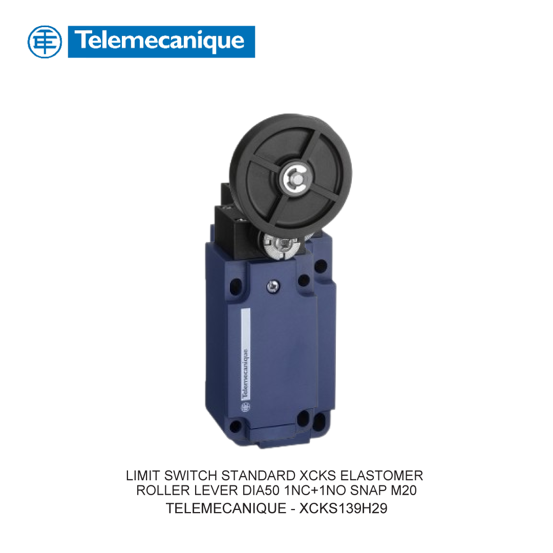 LIMIT SWITCH STANDARD XCKS ELASTOMER ROLLER LEVER DIA50 1NC+1NO SNAP M20