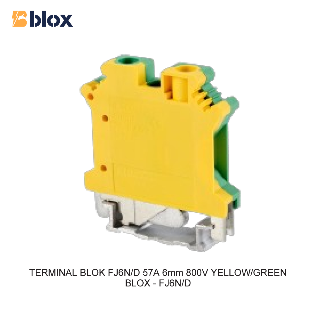 TERMINAL BLOK FJ6N/D 57A 6mm 800V YELLOW/GREEN