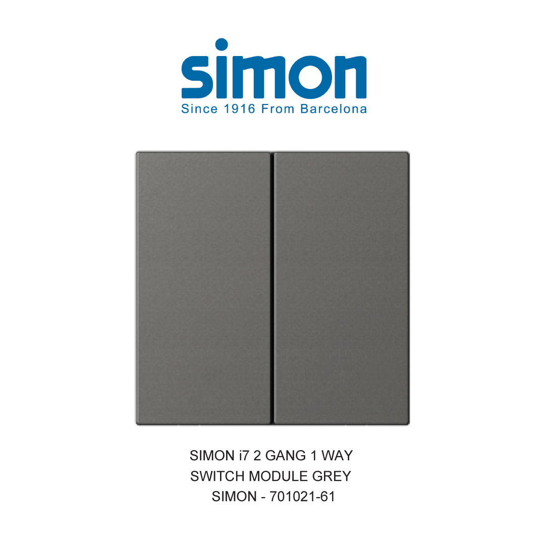 SIMON i7 SAKELAR 2 GANG 1 ARAH ABU-ABU