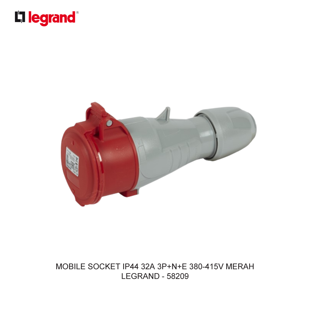 MOBILE SOCKET IP44 32A 3P+N+E 380-415V MERAH