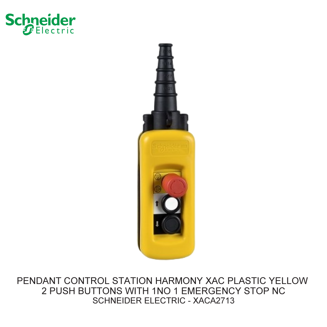 PENDANT CONTROL STATION HARMONY XAC PLASTIC YELLOW 2 PUSH BUTTONS WITH 1NO 1 EMERGENCY STOP NC