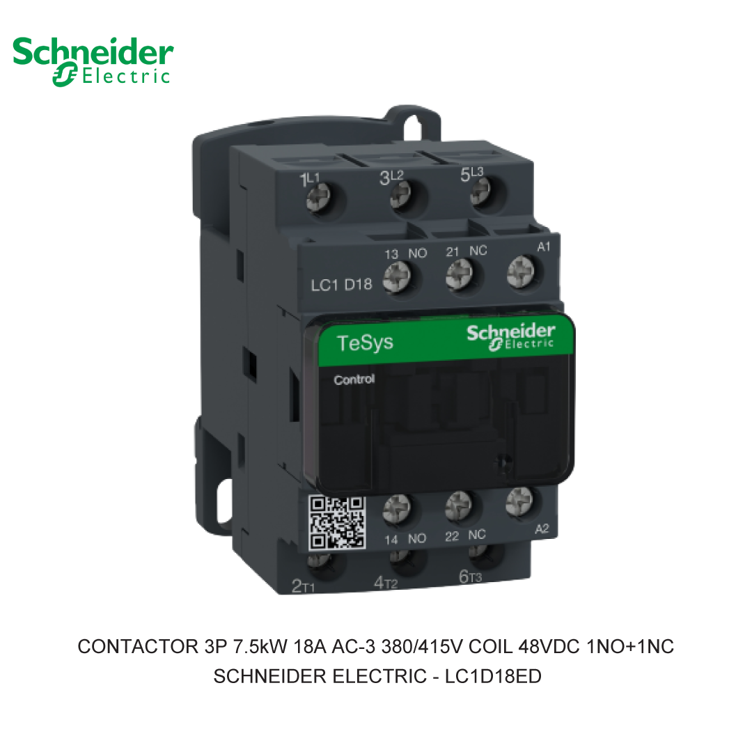CONTACTOR 3P 7.5kW 18A AC-3 380/415V COIL 48VDC 1NO+1NC