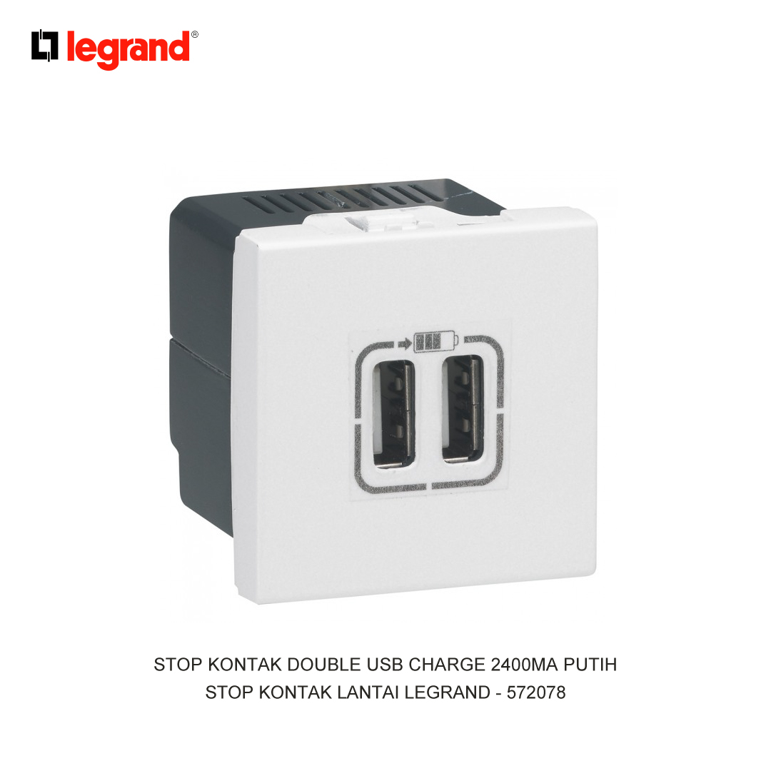 DOUBLE USB CHARGE SOCKET 2400MA WHITE