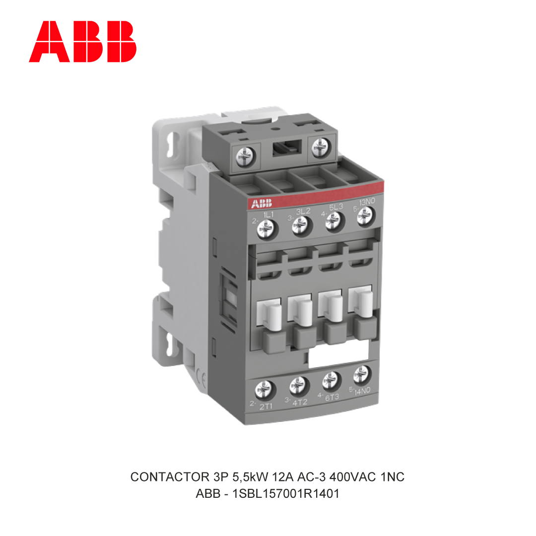 CONTACTOR 3P 5.5kW 12A AC-3 250-500V AC/DC 400V COIL 1NC