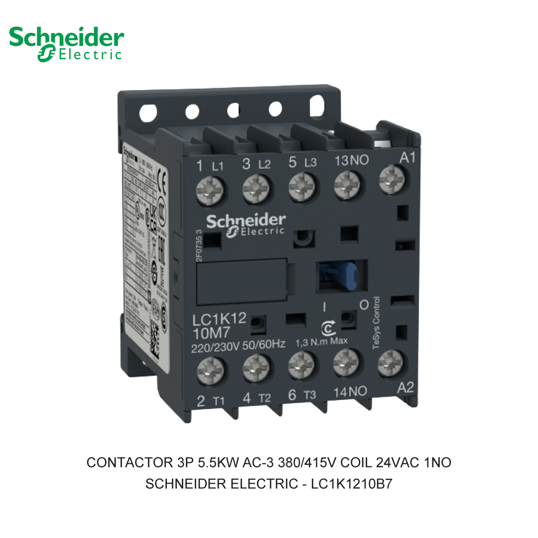CONTACTOR 3P 5.5KW AC-3 380/415V COIL 24VAC 1NO