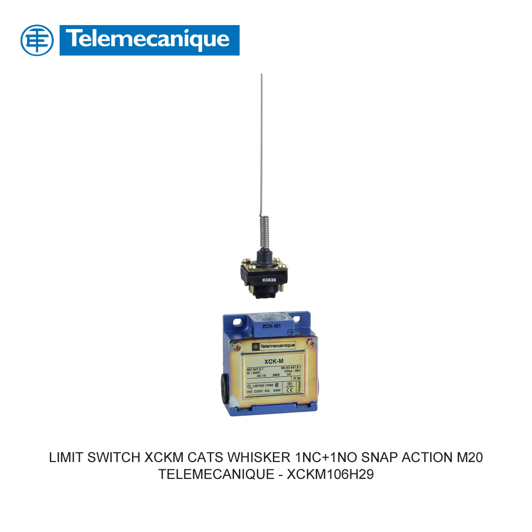 LIMIT SWITCH XCKM CATS WHISKER 1NC+1NO SNAP ACTION M20