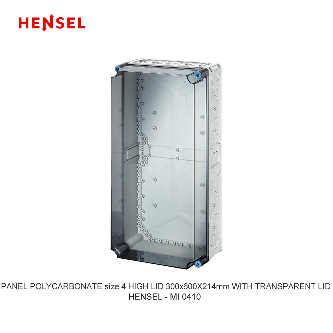 PANEL POLYCARBONATE size 4 HIGH LID 300x600X214mm WITH TRANSPARENT LID