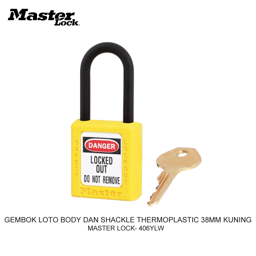 GEMBOK LOTO BODY DAN SHACKLE THERMOPLASTIC 38MM KUNING