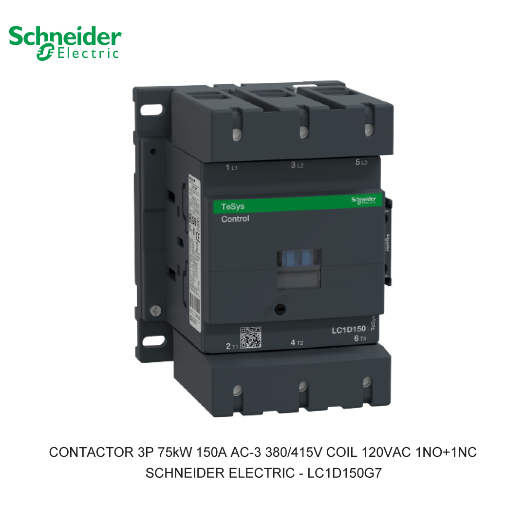 CONTACTOR 3P 75kW 150A AC-3 380/415V COIL 120VAC 1NO+1NC
